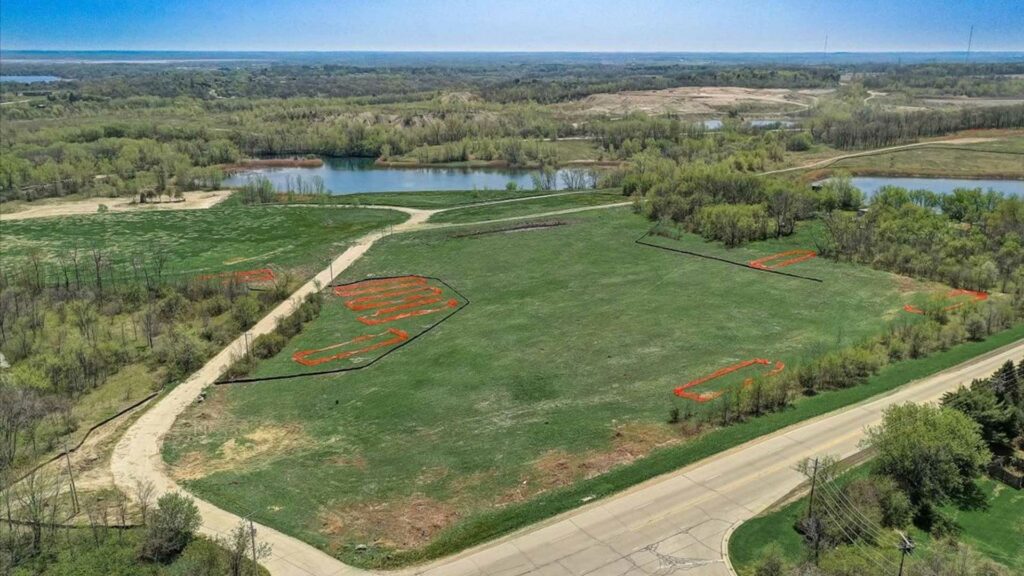 Aerial view of available Quarry Park homesites in New Berlin, WI